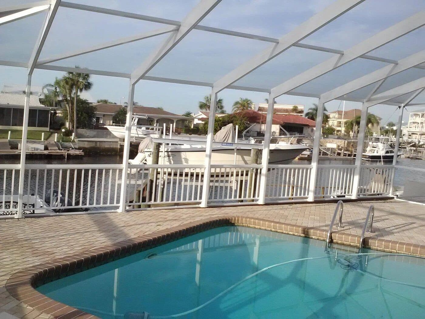 Waterfront pool screen enclosure