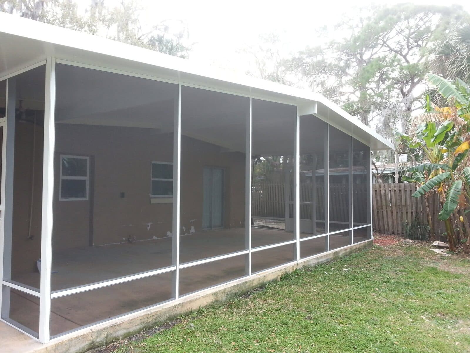 Custom white aluminum screen room enclosure